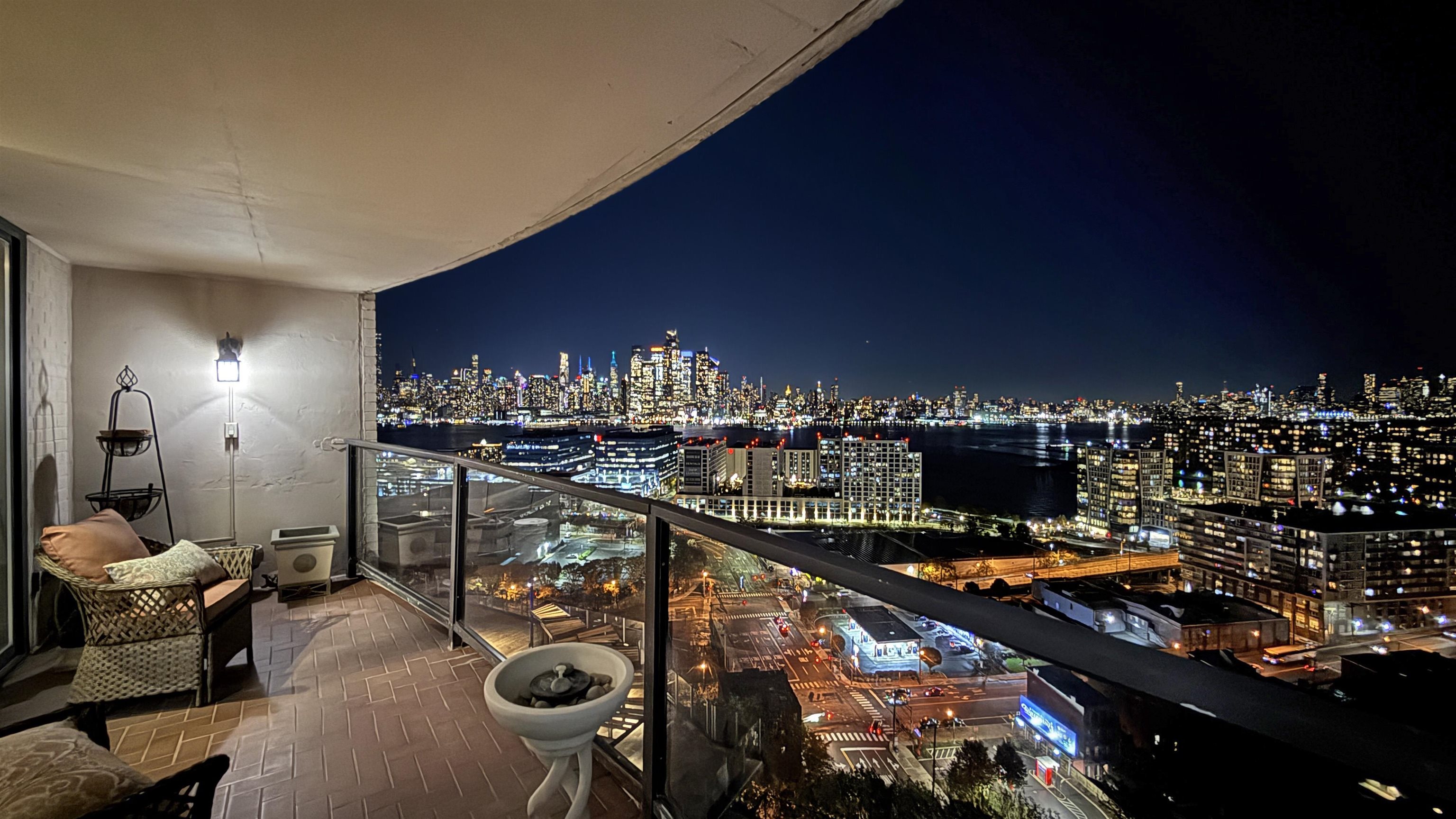 a city view from a balcony