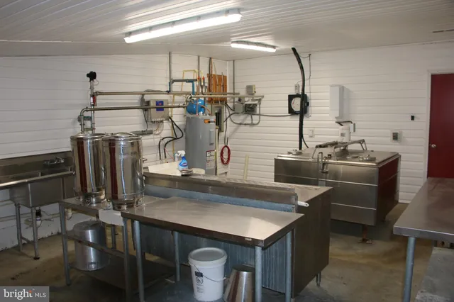 a view of a room with racks