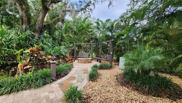 a view of a backyard