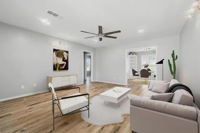 a living room with furniture