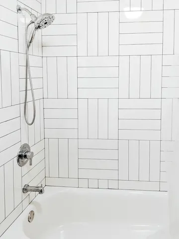 a bathroom with a bathtub