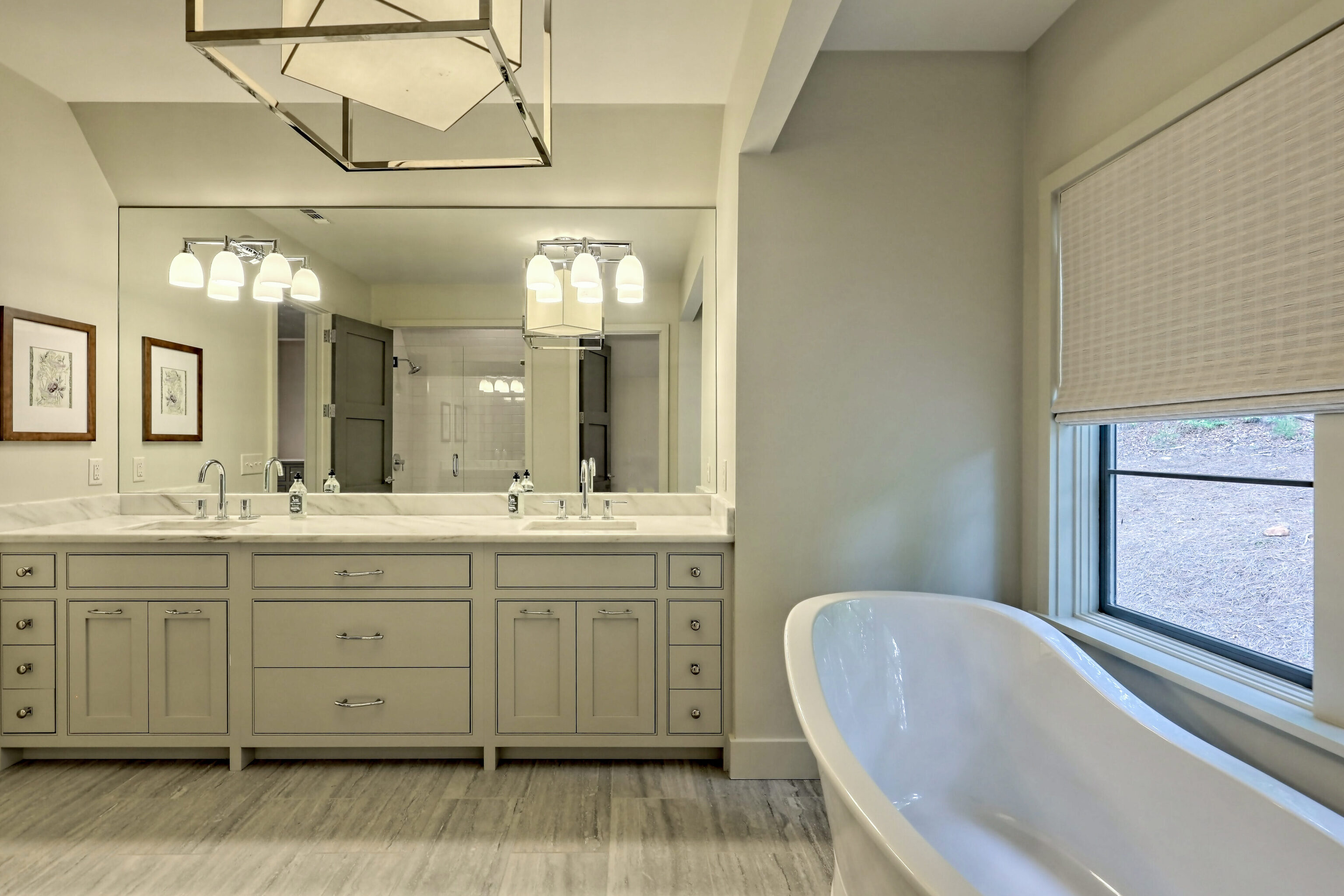3622 Sandy Ford Road Clayton, GA 30525 - Photo 69 of 182 a spacious bathroom with a granite countertop sink a toilet a mirror and bathtub