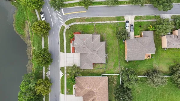 an aerial view of a house