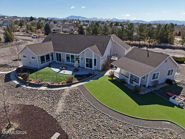 an aerial view of a house