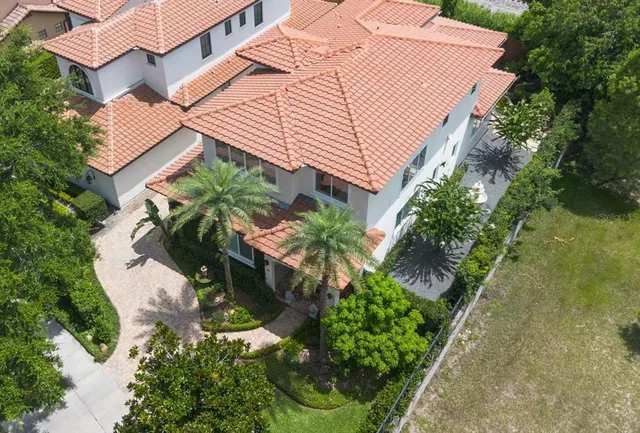 an aerial view of a house