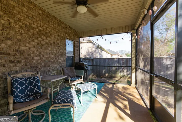 a outdoor living space with furniture