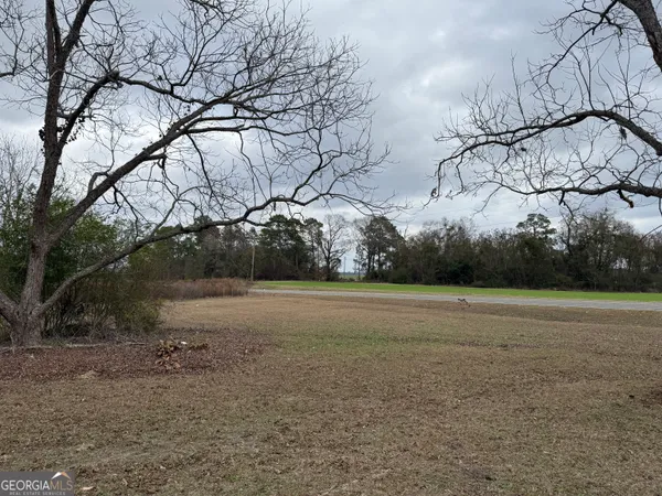 a view of outdoor space with trees all around