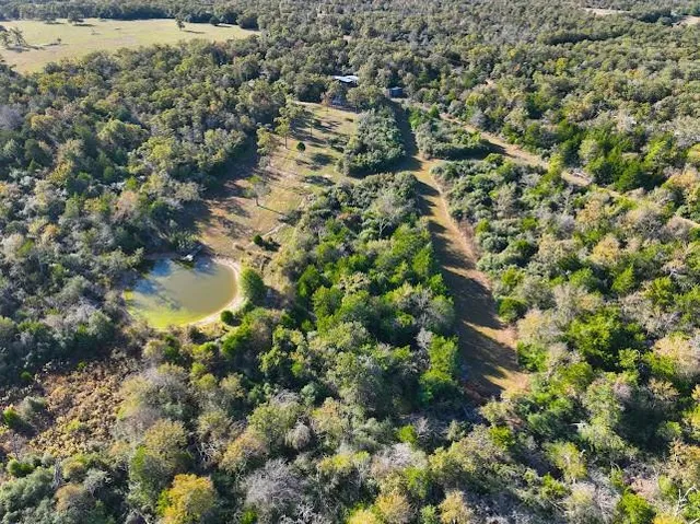 a view of a swimming pool is sitting in the middle of a yard