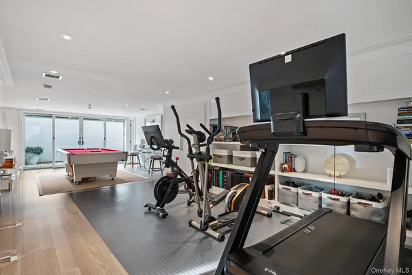 a view of a room with gym equipment