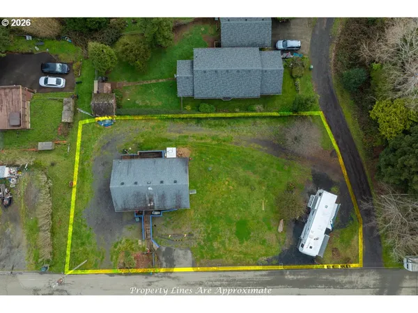 an aerial view of a house