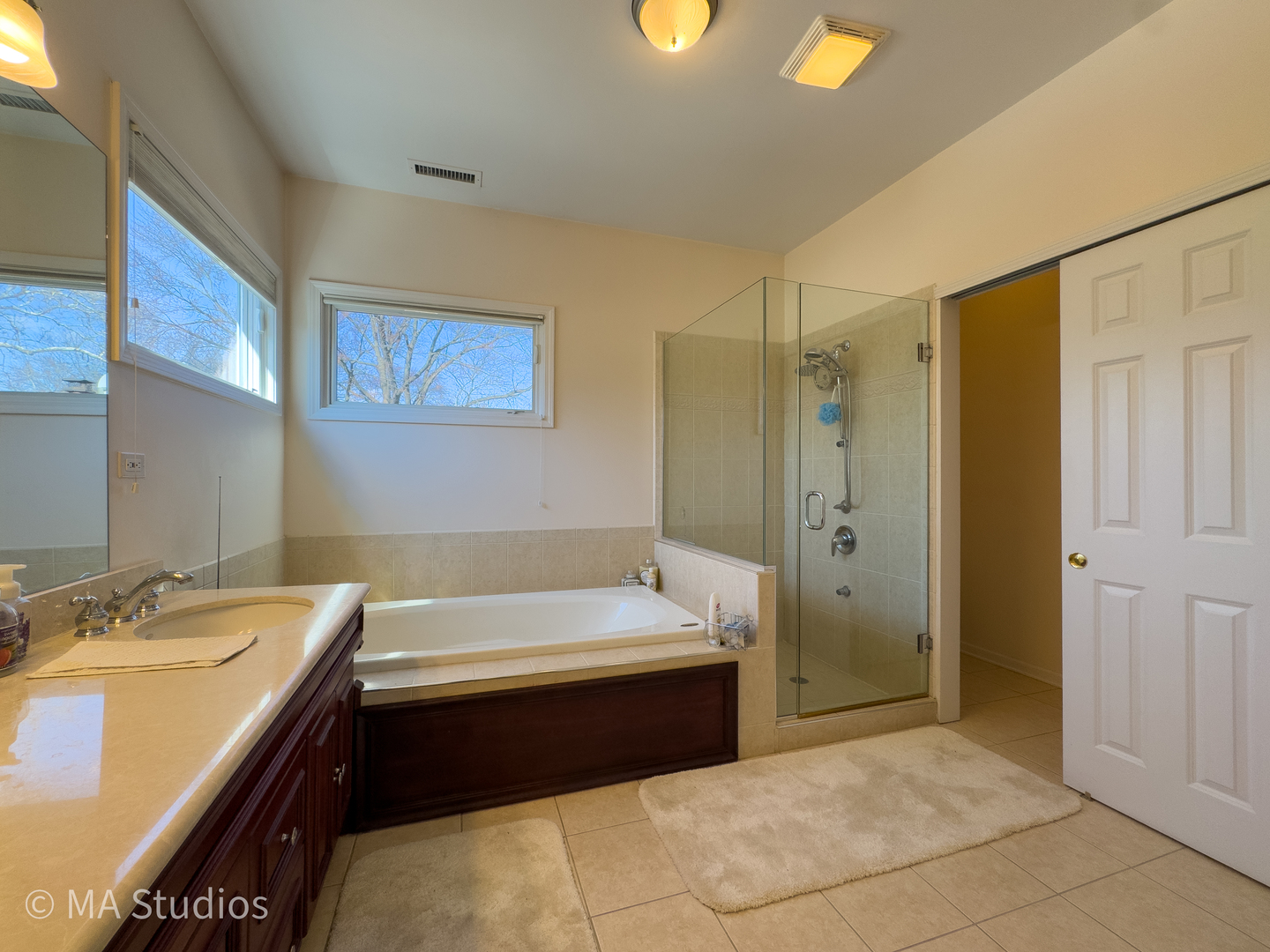 8912 Harms Road Morton Grove, IL 60053 - Photo 42 of 85 a bathroom with a tub a sink and a mirror