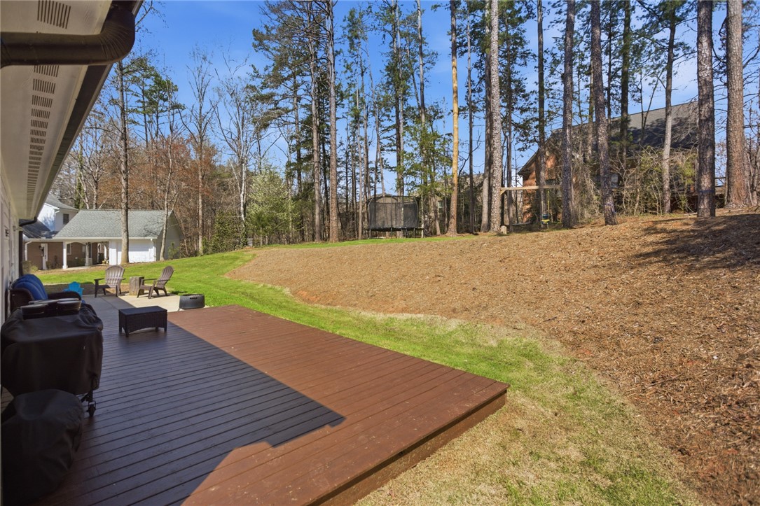 119 Brook Lane Seneca, SC 29672 - Photo 29 of 43 This property features an inviting deck for outdoor living, surrounded by a serene, tree-lined landscape.