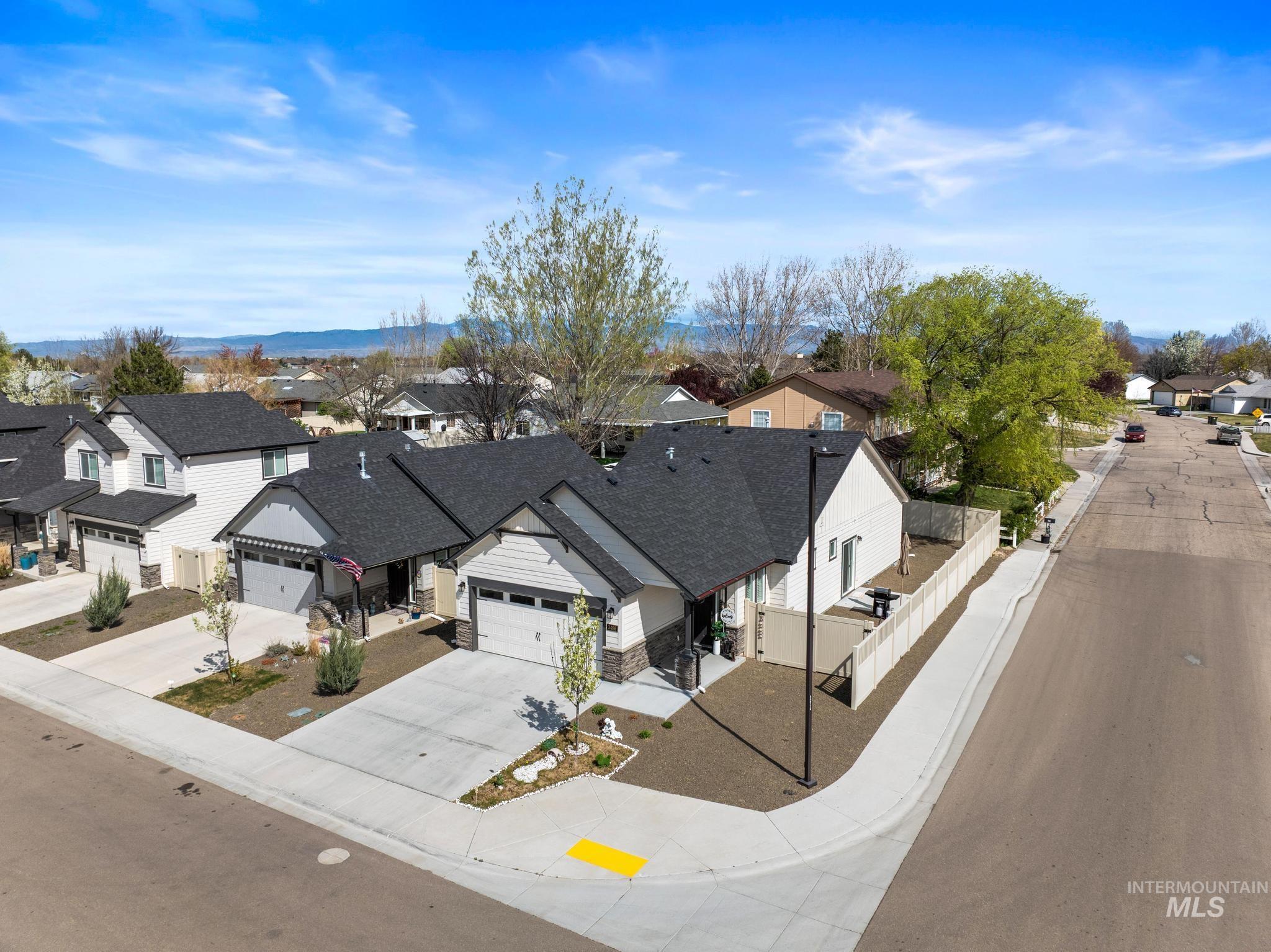 Aerial perspective of suburban area