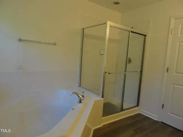 a bathroom with a bathtub