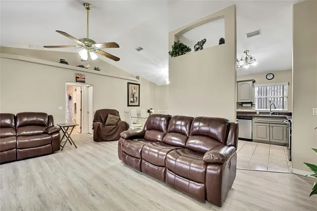 a living room with furniture