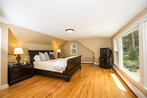 4 Squirrel Hill Road Wayland, MA 01778 - Photo 13 of 23 a spacious bedroom with a bed and wooden floor
