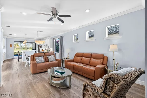 a living room with furniture