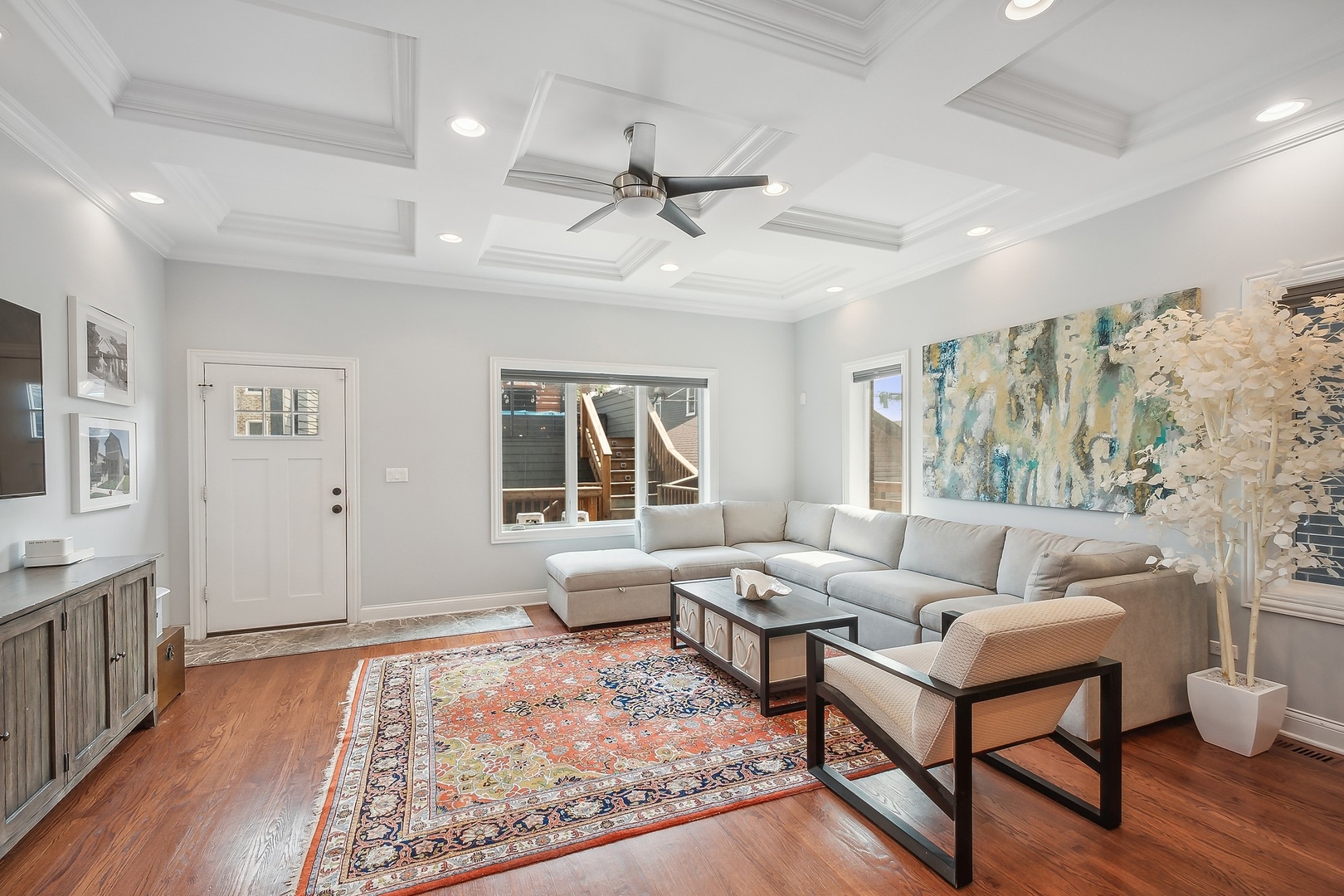 3301 South Racine Avenue Chicago, IL 60608 - Photo 10 of 32 a living room with furniture and wooden floor