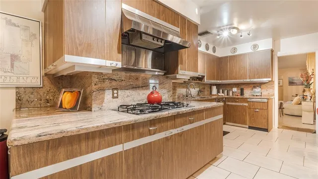 a view of a yard with plants and trees