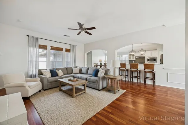 a living room with furniture