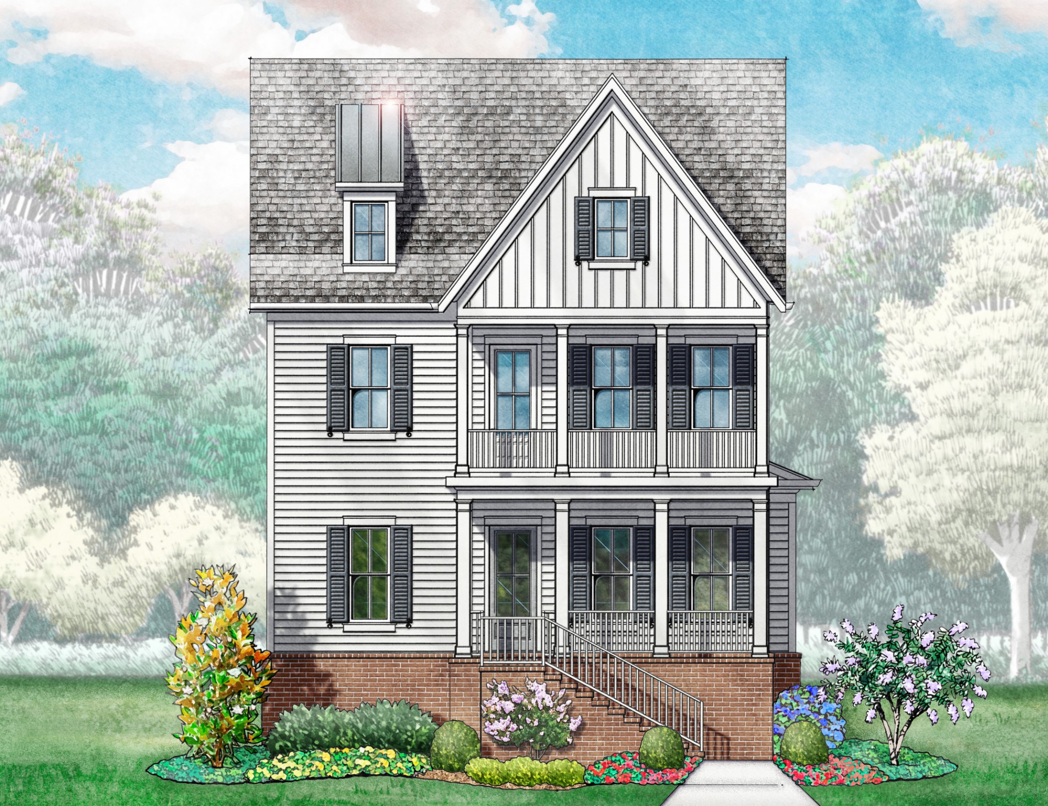 a front view of a house with garden