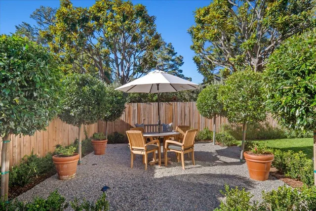 a outdoor view with a seating space