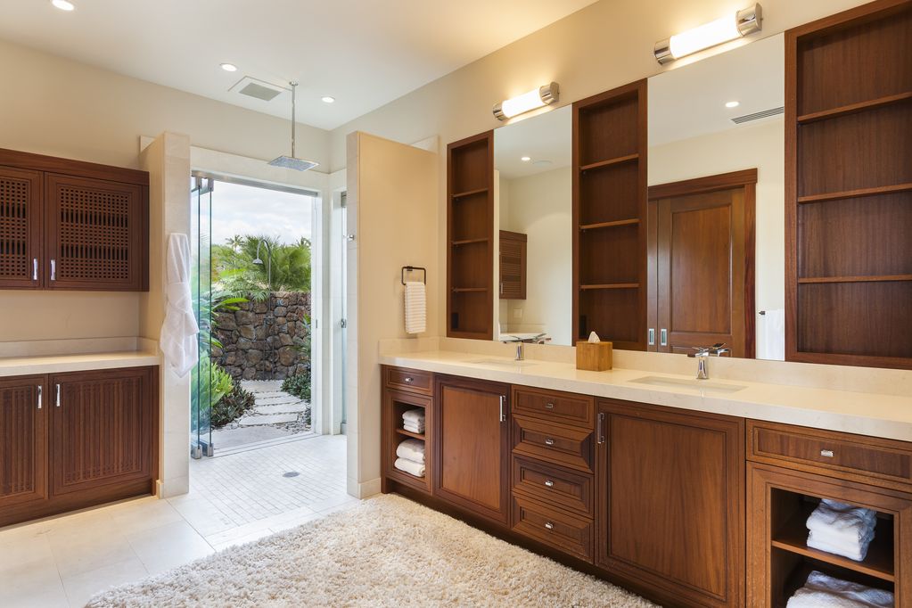 62-3908 Kaunaoa Iki Road Kamuela, HI 96743 - Photo 15 of 21 a spacious bathroom with a granite countertop sink mirror and shower