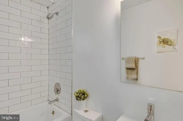 a bathroom with a bathtub