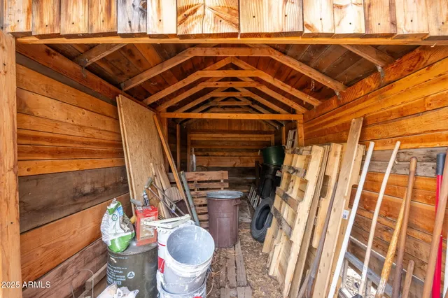 an aerial view of a town with trees