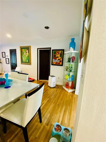 a view of a garden with a flower garden