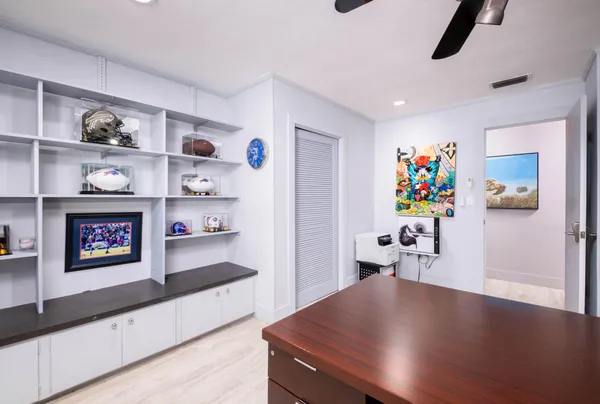 a view of a lake with houses