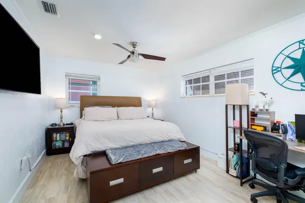 an aerial view of a house