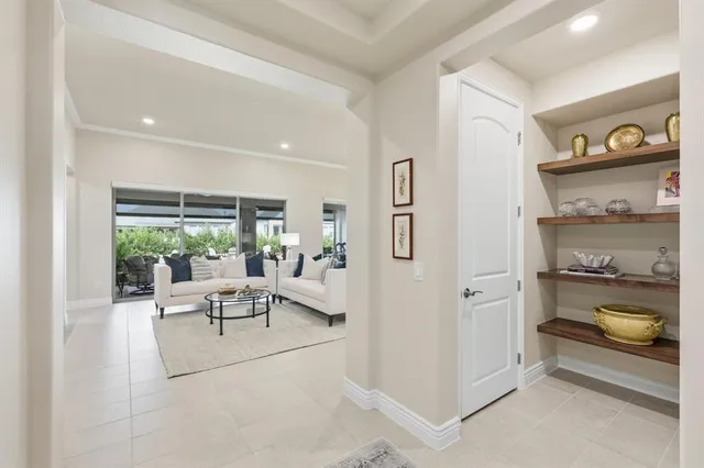a living room with furniture