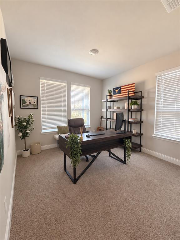 1605 Buzzard Road Denton, TX 76205 - Photo 24 of 27 Carpeted room featuring multiple windows with blinds, a built-in window bench, and recessed ceiling lighting
