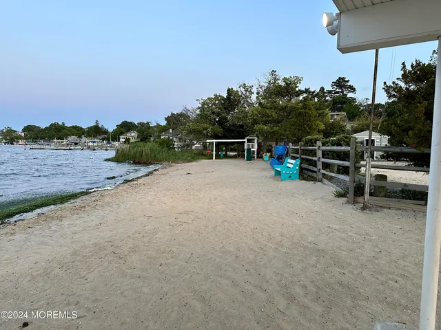 an outdoor space with furniture