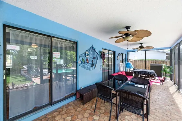 an aerial view of a house with a garden