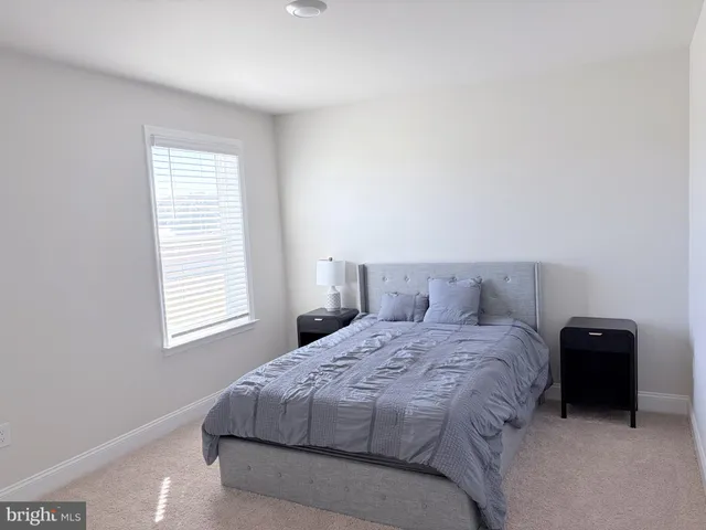 a bedroom with a bed and a closet