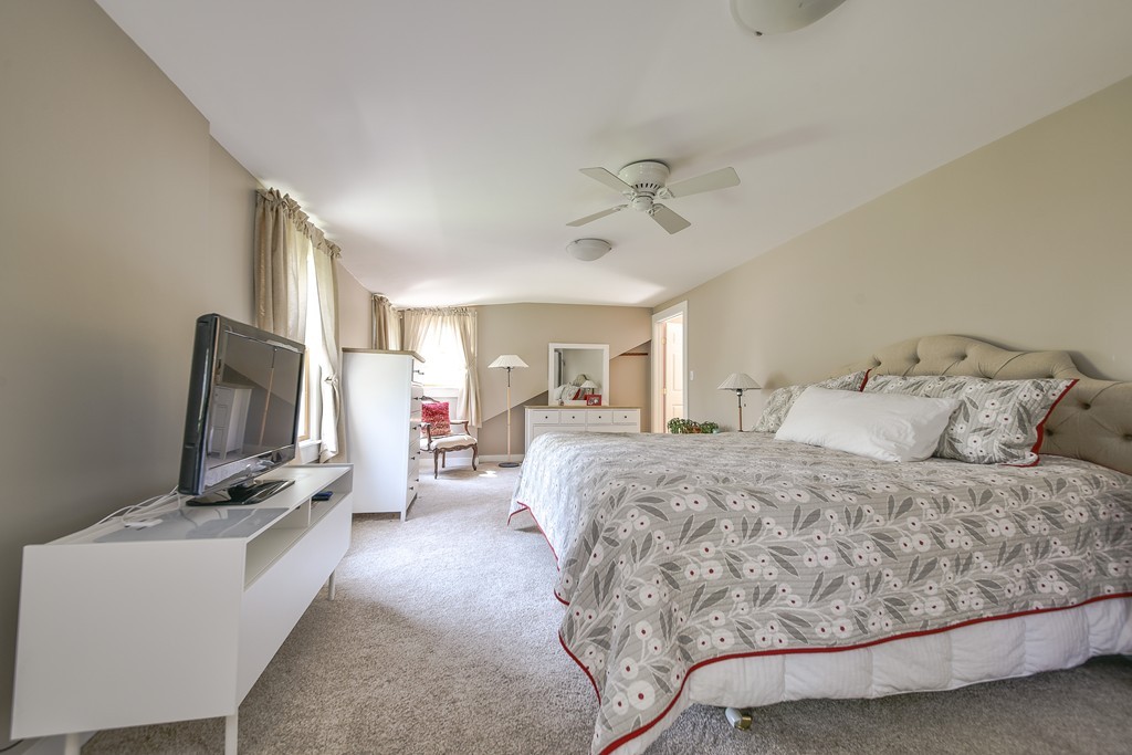 5 Lupine Road Natick, MA 01760 - Photo 19 of 29 a bedroom with a bed and a flat tv screen on wall