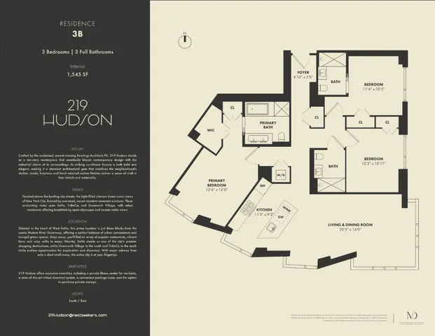 $3,050,000 | 219 Hudson Street, Unit 3B | Hudson Square