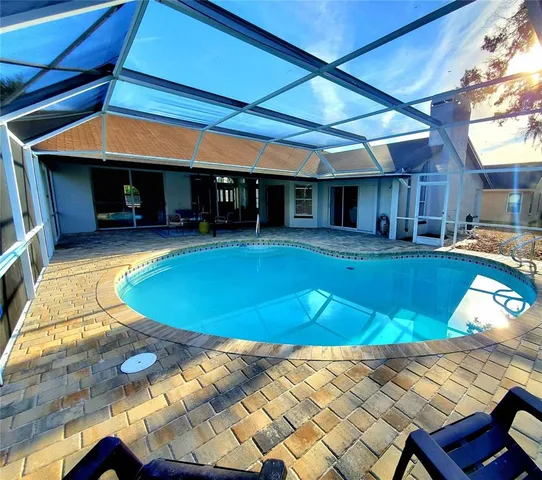 a view of a lake with a big yard