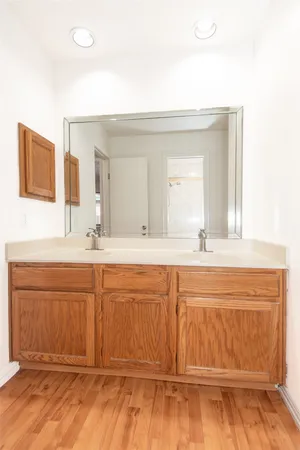 a view of a room with racks on the wall