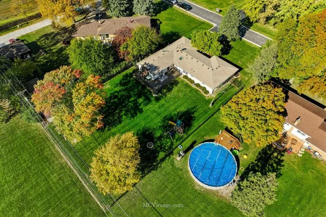 an aerial view of a house