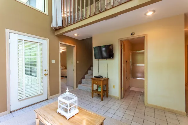 a living room with furniture