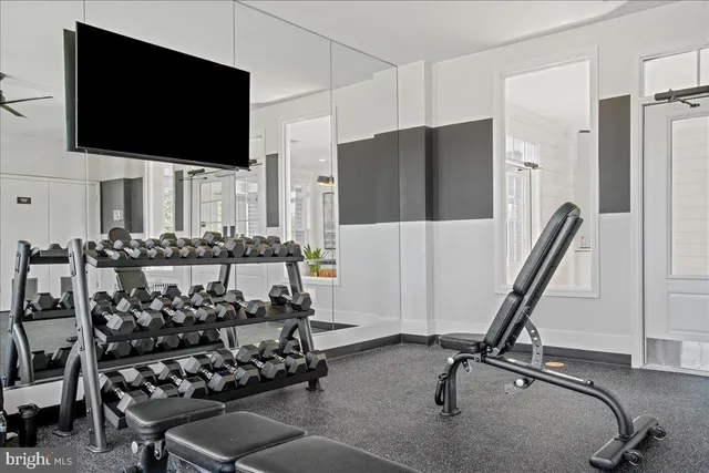 a view of a room with gym equipment