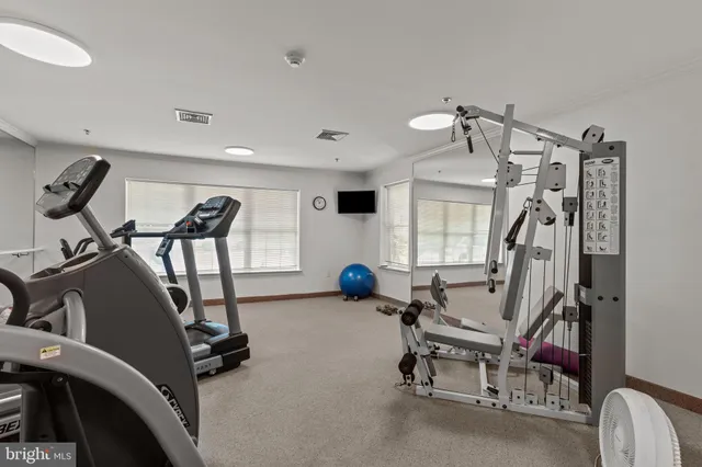 a view of a room with gym equipment