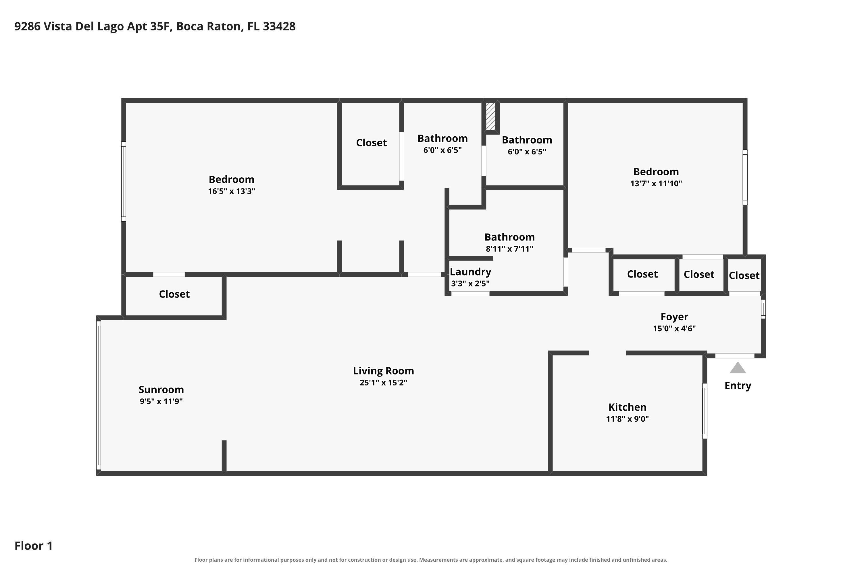 9286 Vista Del Lago, Unit F Boca Raton, FL 33428 - Photo 37 of 37 Floor Plan