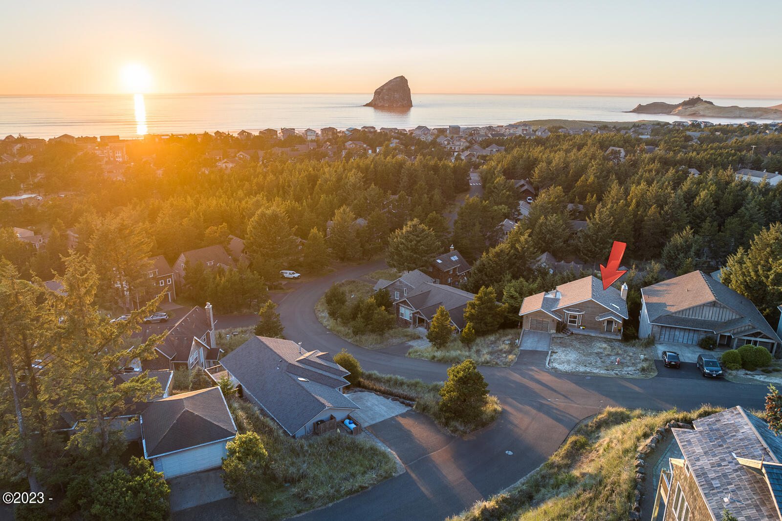 6250 Nestucca Ridge Road Pacific City, OR 97135 - Photo 28 of 31 an aerial view of a house with a yard and lake view