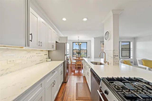 a large kitchen with a lot of counter space
