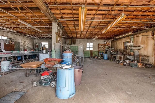 a view of a storage room with utility racks