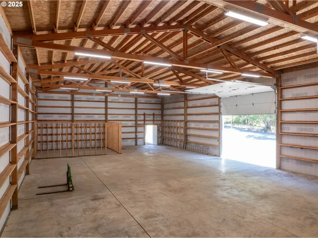 a view of a room with racks on the wall